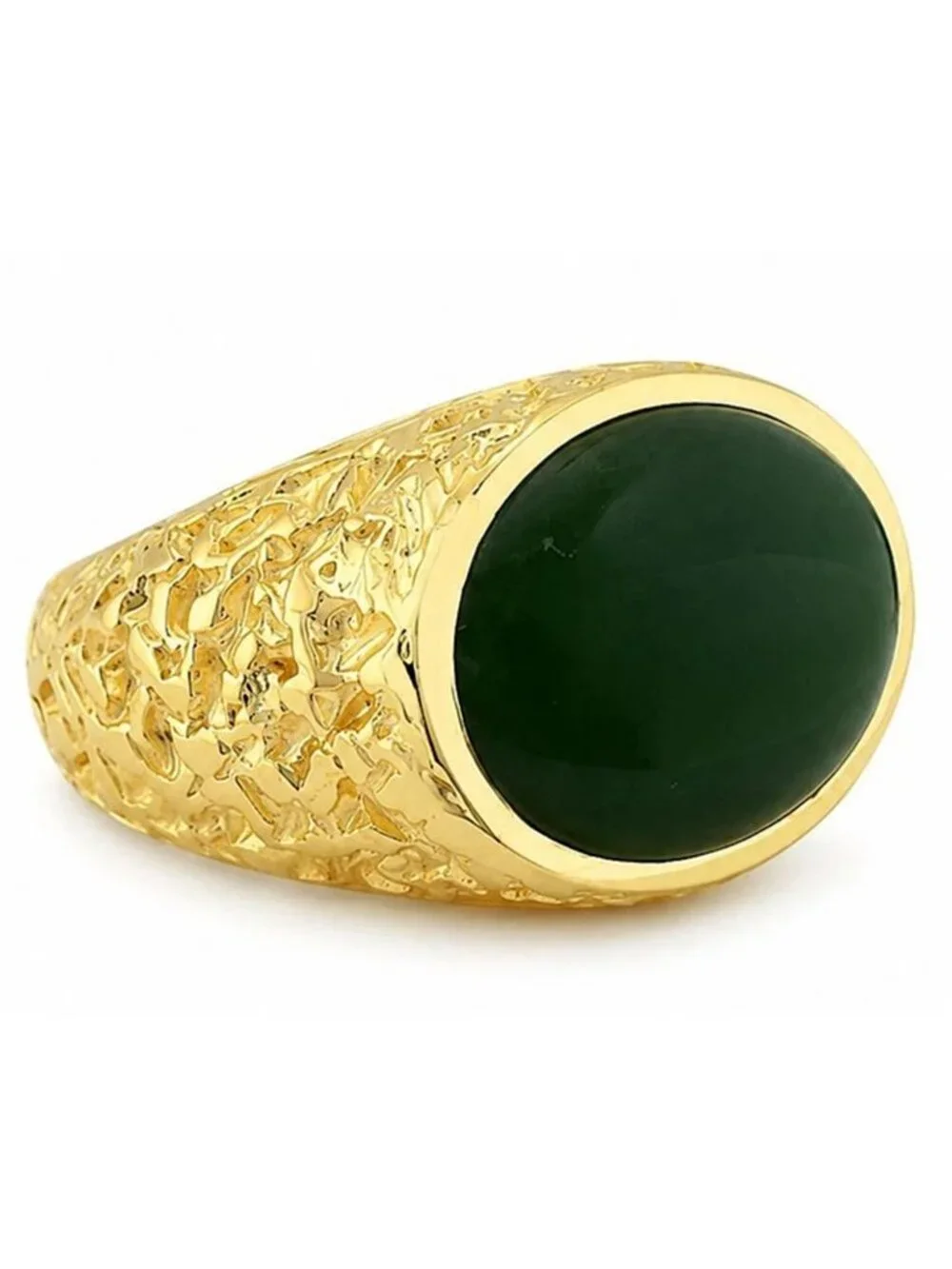 Genuine Jade Ring Solid 14k Gold Yellow